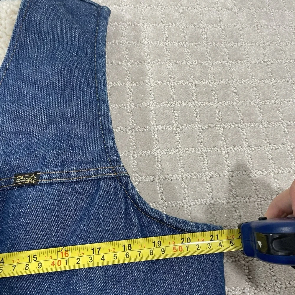 Vintage 70s Wrangler Sherpa Lined Denim Size‎ Large Cowboy Western Jean Vest